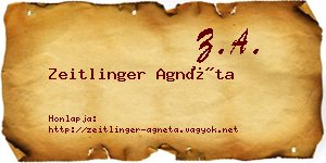 Zeitlinger Agnéta névjegykártya